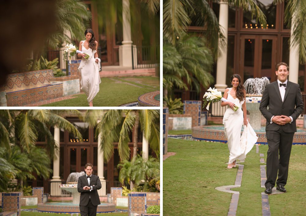 Bride and groom first look at the Boca Raton resort