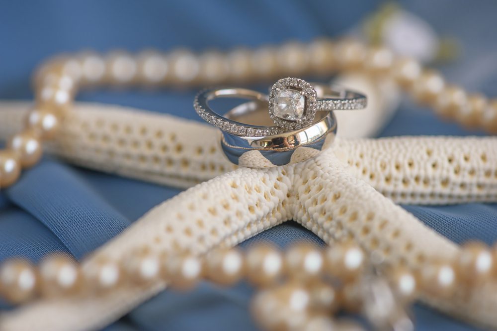 Wedding rings for seaside wedding theme in Palm Beach