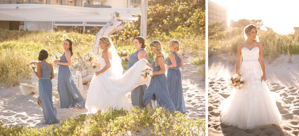 Bride with her bridesmaids at Palm Beach wedding