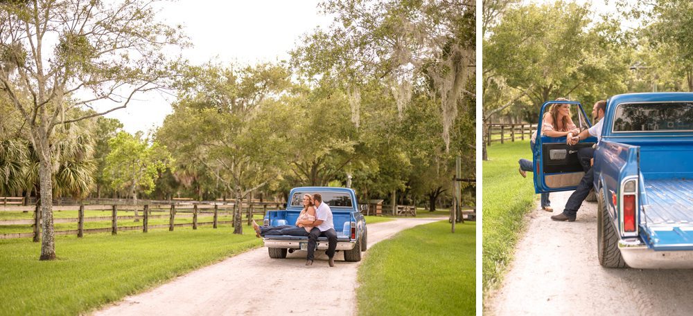 Engagement photo shoot with an old truck in Palm Beach