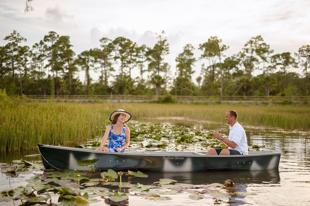 Couple in canoe for their engagement images
