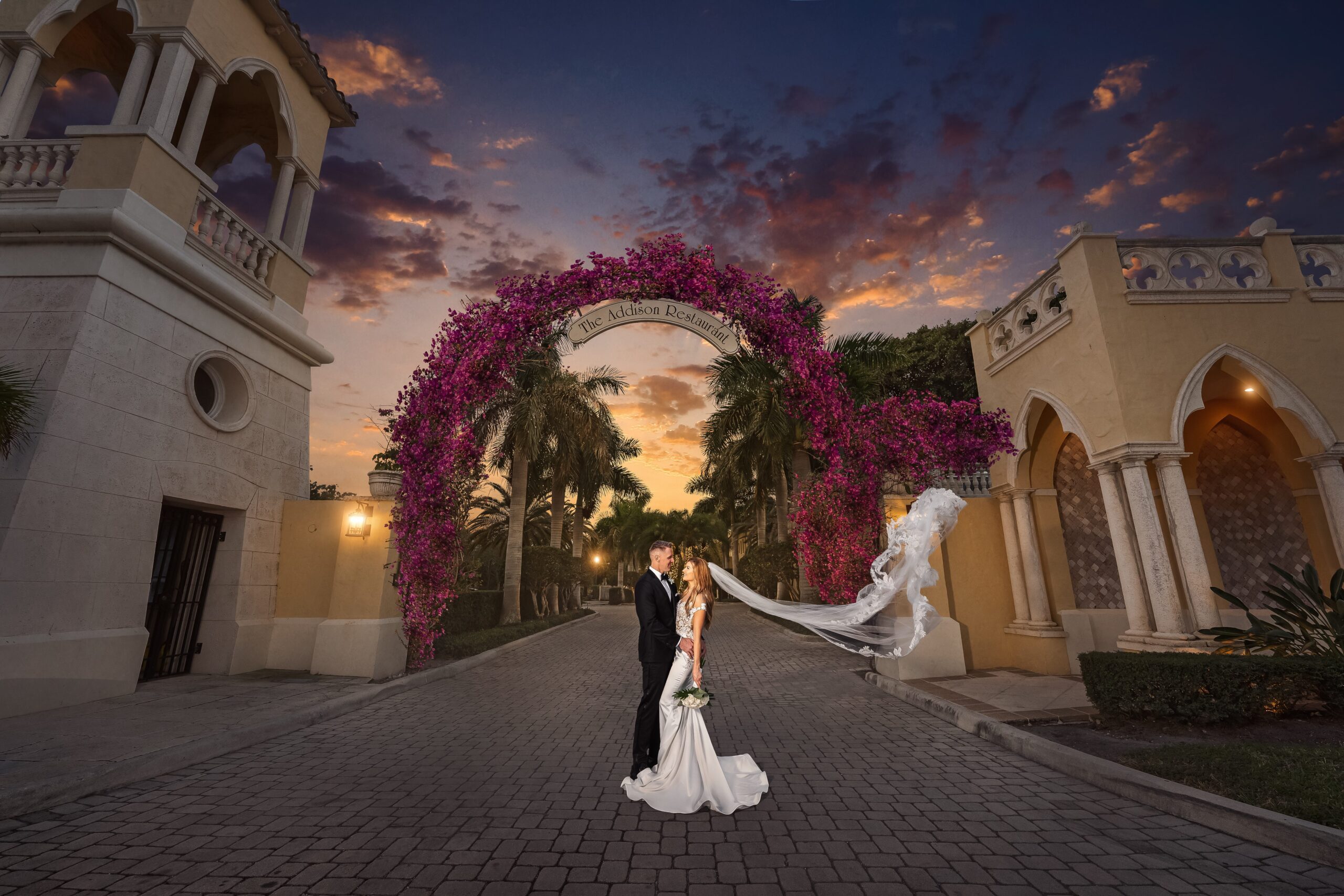 Bride and Groom at The Addison in Boca Raton
